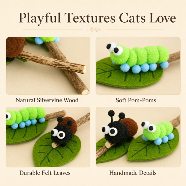 Silvervine Bug Cat Toy Set – Caterpillar & Beetle