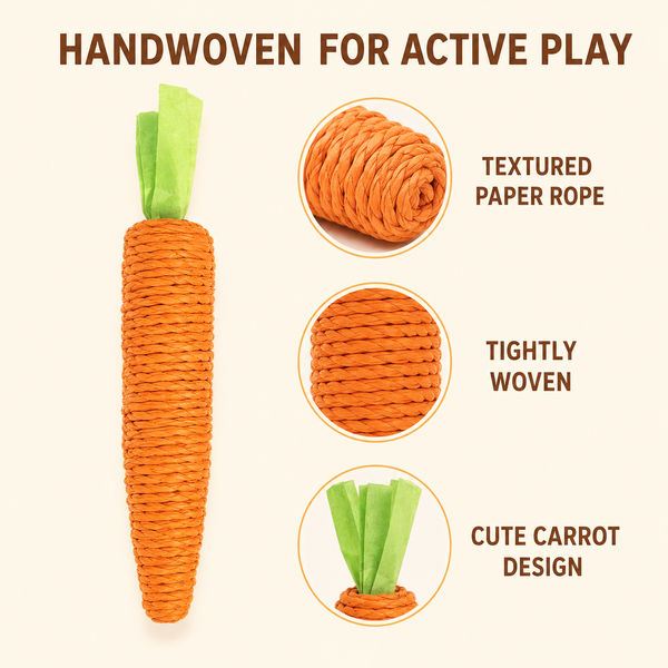 HANDWOVEN CARROT PAPER ROPE CAT TOY