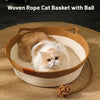 Handwoven Cotton Rope Cat Bed Cat Hammock Foldable Sleeping Nest Basket Handmade Natural Cradle Scratcher Cuddler for Kitten Cute Style with a Playing Rope Ball (Grey-Large)