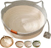 Handwoven Cotton Rope Cat Bed Cat Hammock Foldable Sleeping Nest Basket Handmade Natural Cradle Scratcher Cuddler for Kitten Cute Style with a Playing Rope Ball (Grey-Large)