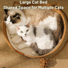 Handwoven Cotton Rope Cat Bed Cat Hammock Foldable Sleeping Nest Basket Handmade Natural Cradle Scratcher Cuddler for Kitten Cute Style with a Playing Rope Ball (Grey-Large)
