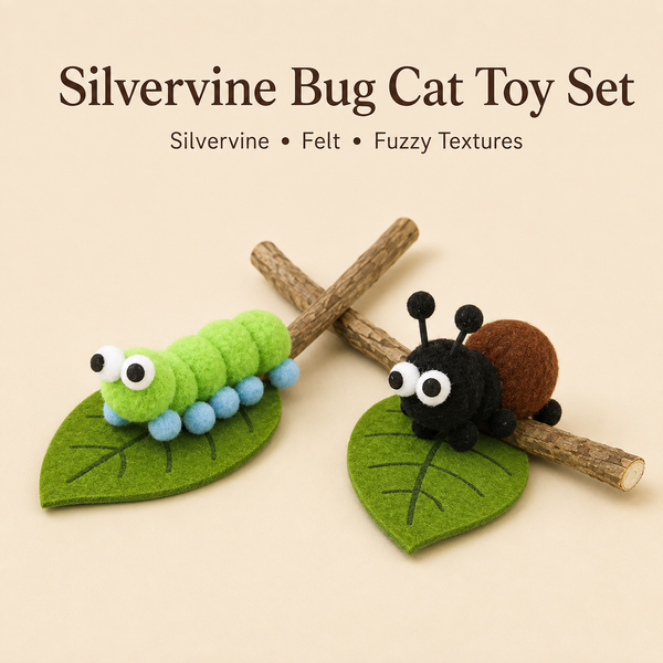 Silvervine Bug Cat Toy Set – Caterpillar & Beetle