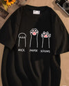 Rock Paper Scissors Hand Game Cute Paw Funny Cat T-Shirt