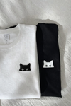 Premium Cat Head Embroidery Oversized Tee