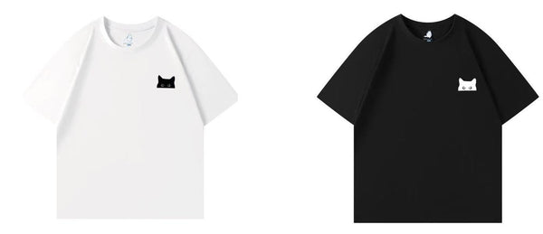 Premium Cat Head Embroidery Oversized Tee