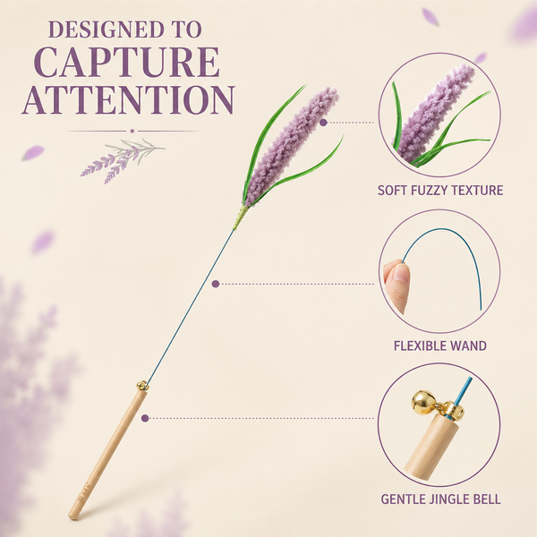 LAVENDER BLOOM CAT TEASER WAND