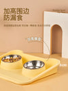 Stylish Cat Face Non-Leak Feeding Tray with Stainless Steel Double Bowls