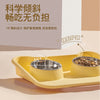 Stylish Cat Face Non-Leak Feeding Tray with Stainless Steel Double Bowls