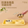 Stylish Cat Face Non-Leak Feeding Tray with Stainless Steel Double Bowls