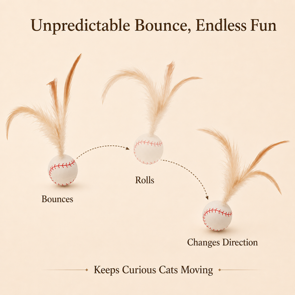BASEBALL FEATHER BOUNCE CAT TOY