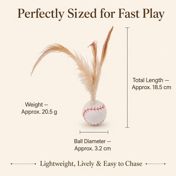BASEBALL FEATHER BOUNCE CAT TOY