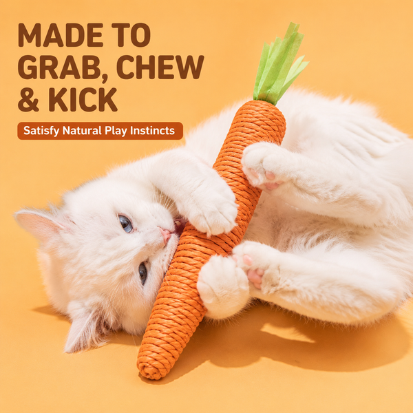 HANDWOVEN CARROT PAPER ROPE CAT TOY