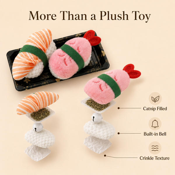 Sushi Catnip Cat Toy Set – Salmon & Sweet Shrimp