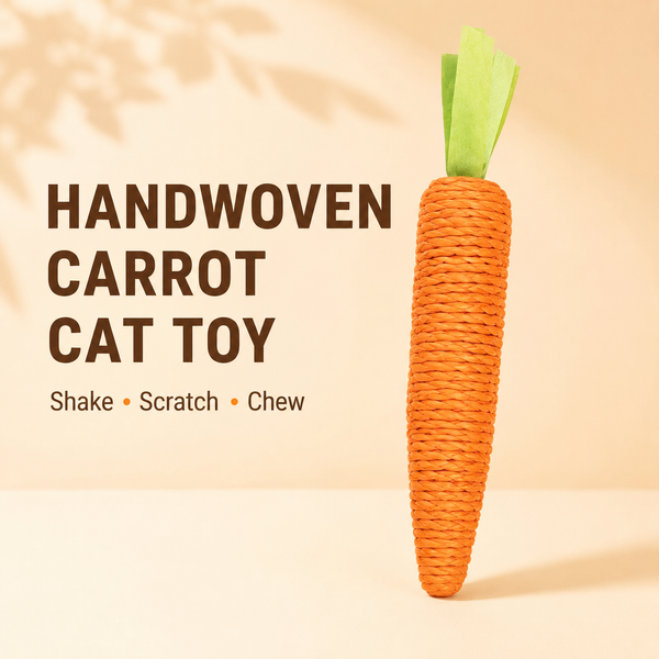 HANDWOVEN CARROT PAPER ROPE CAT TOY