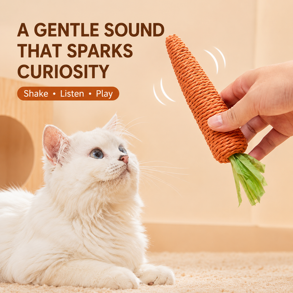 HANDWOVEN CARROT PAPER ROPE CAT TOY