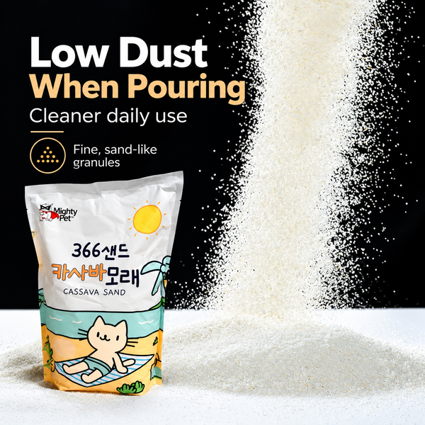 Low dust cassava litter pouring demonstration
